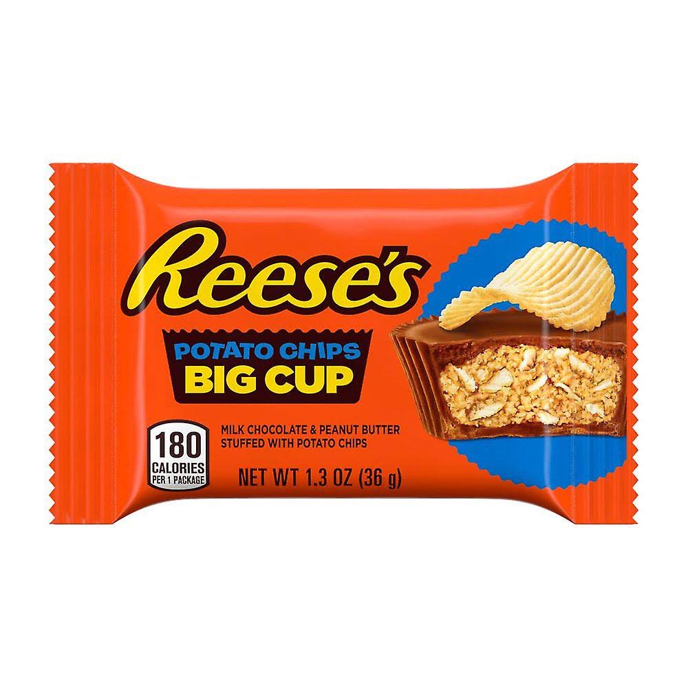 Reese's big cup milk chocolate peanut butter with potato chips, gluten free, 1.3 oz