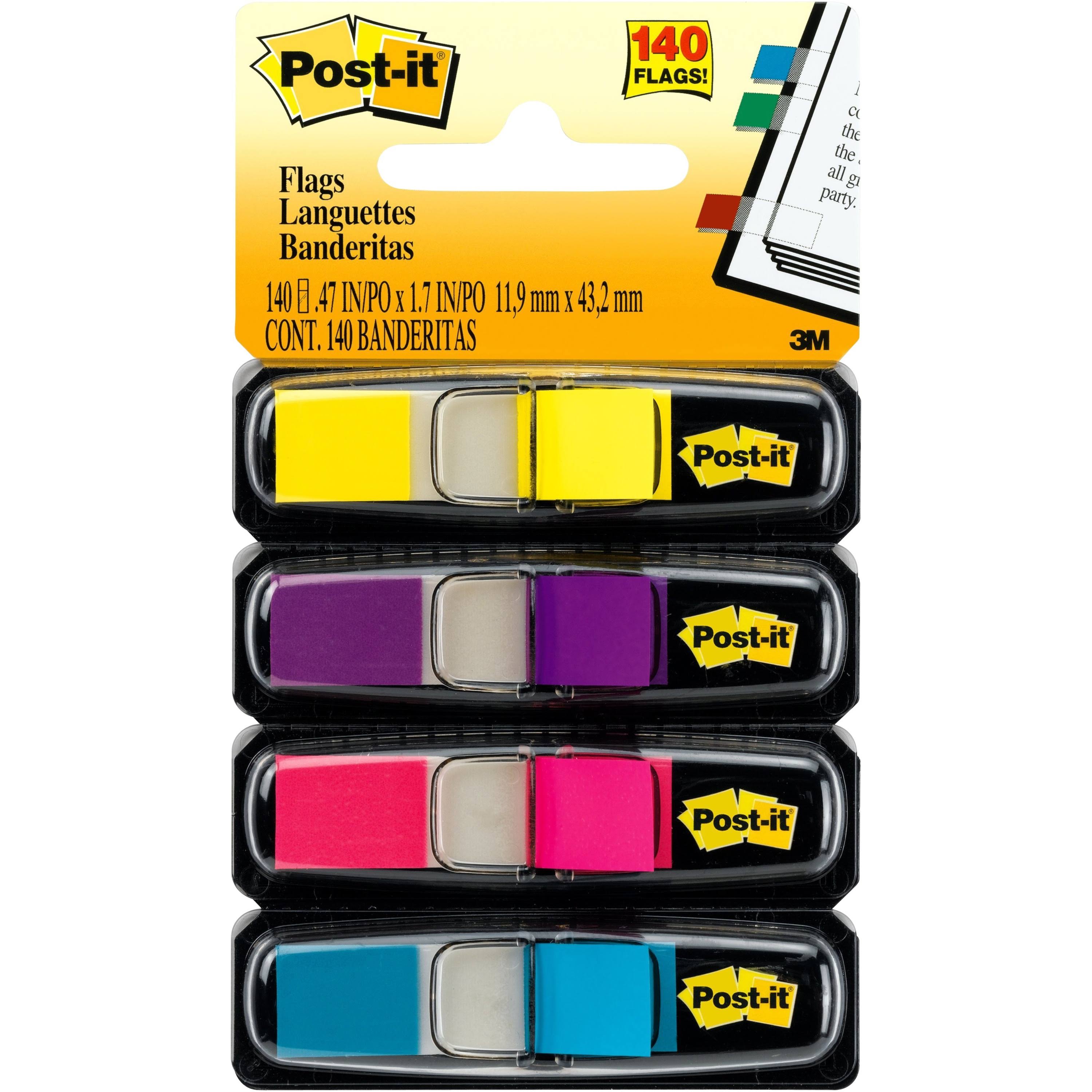 3m Post It Flags - Assorted Bright Colors, 140pc