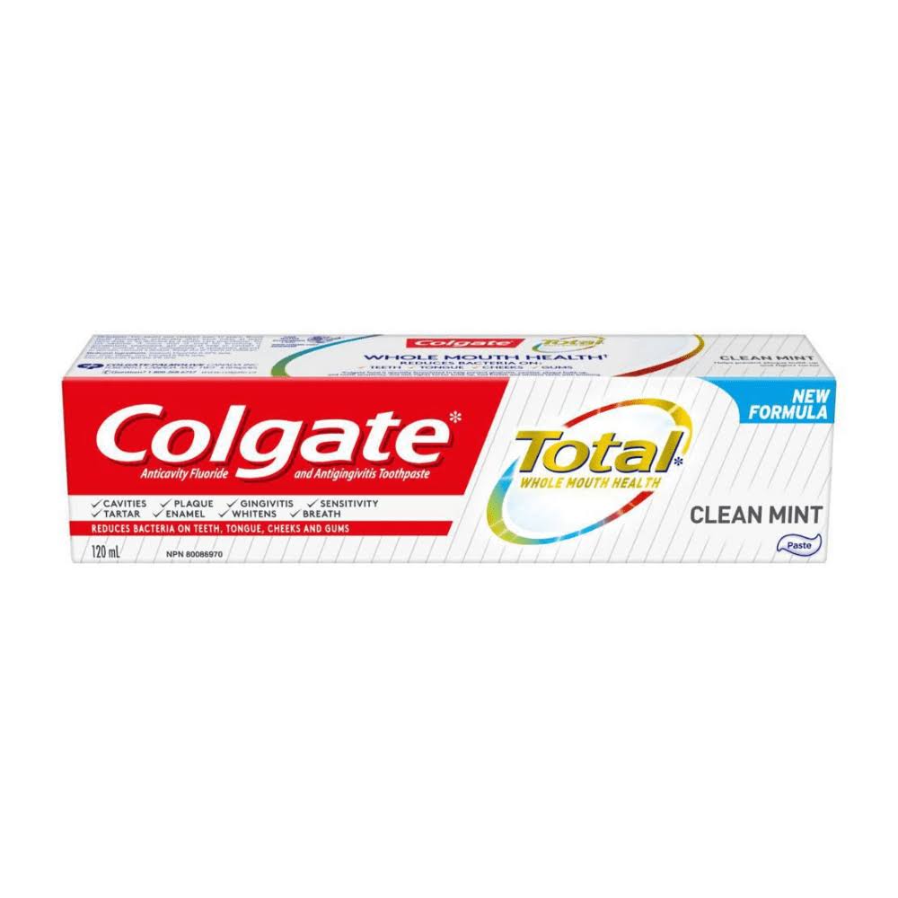 Colgate Total Toothpaste, Clean Mint, Paste 120 ml - 12 Hour Antibacterial Protection
