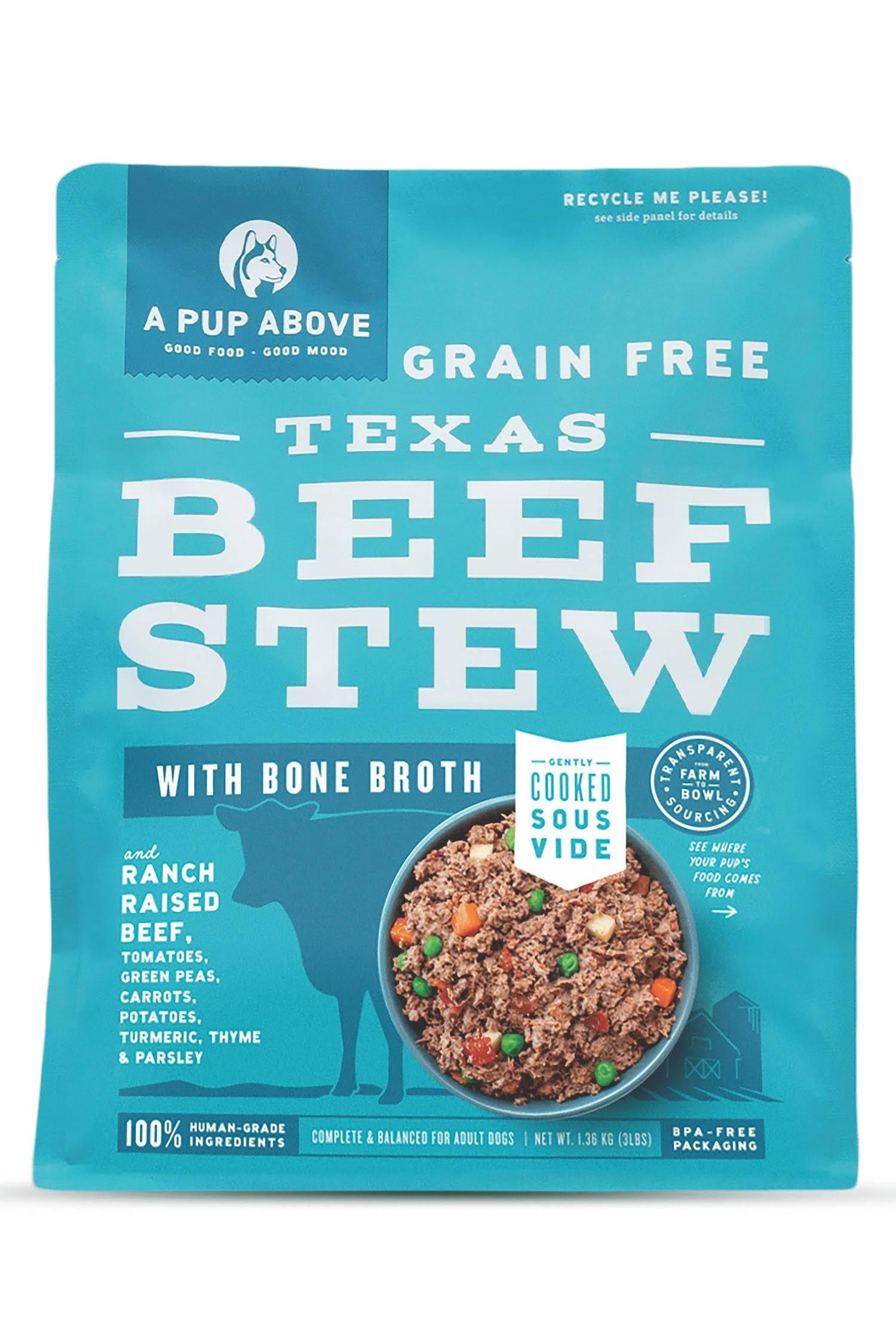 A Pup Above Texas Beef Stew Gently Cooked Dog Food 7 lb