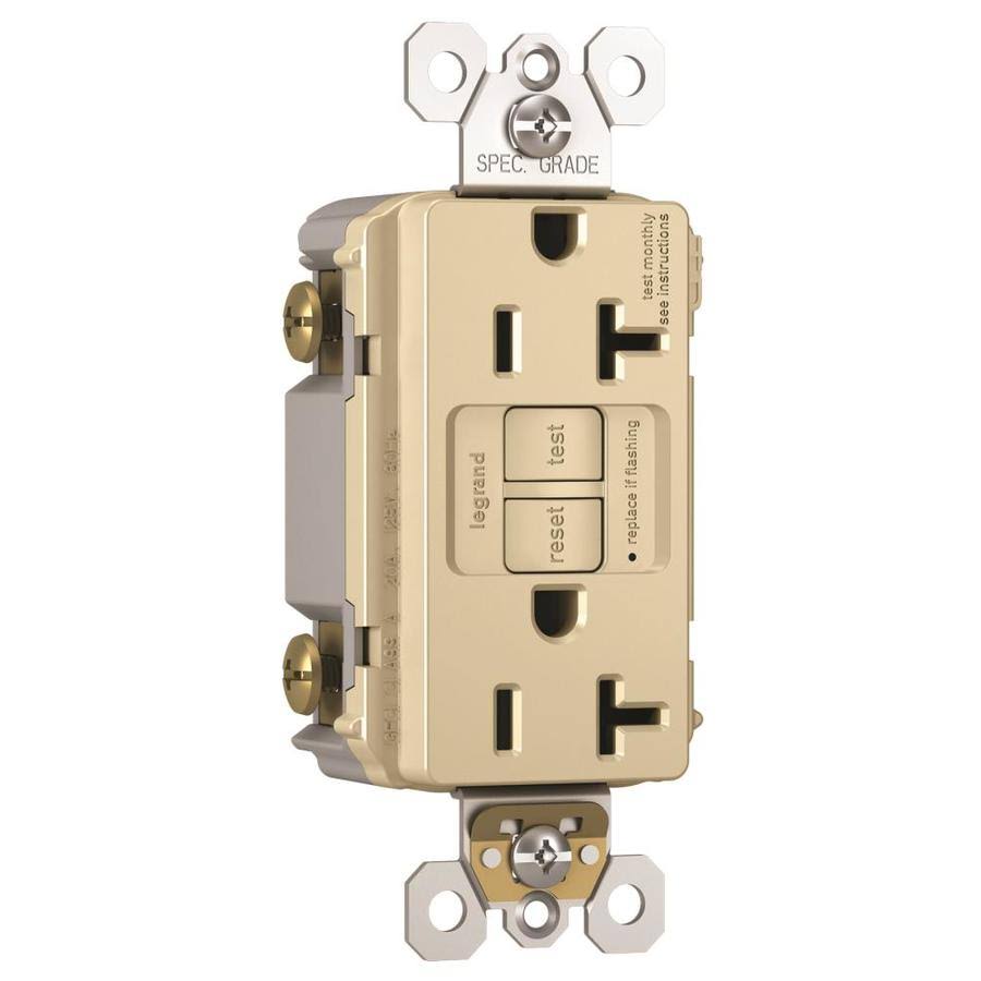 Pass and Seymour Gfci Receptacle Duplex - Ivory, 20 Amp