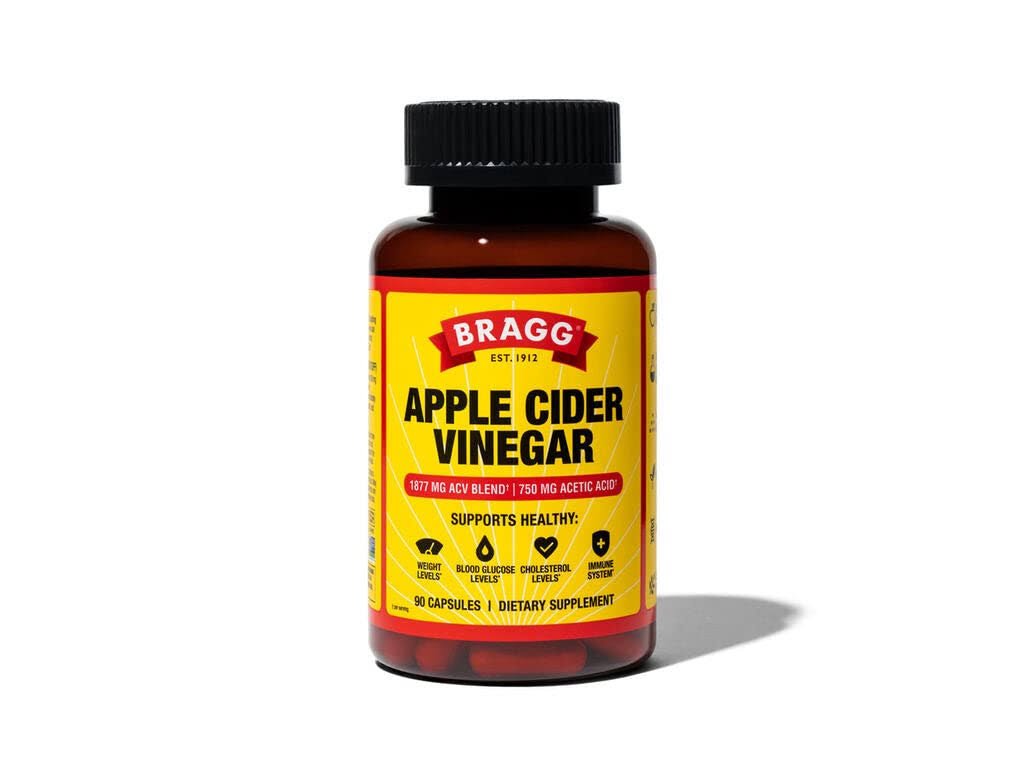 Bragg Apple Cider Vinegar Capsules - Vitamin D3 & Zinc - 750mg of Acetic Acid – Immune & Weight Management Support - Non-GMO, Vegan, Gluten Free, No