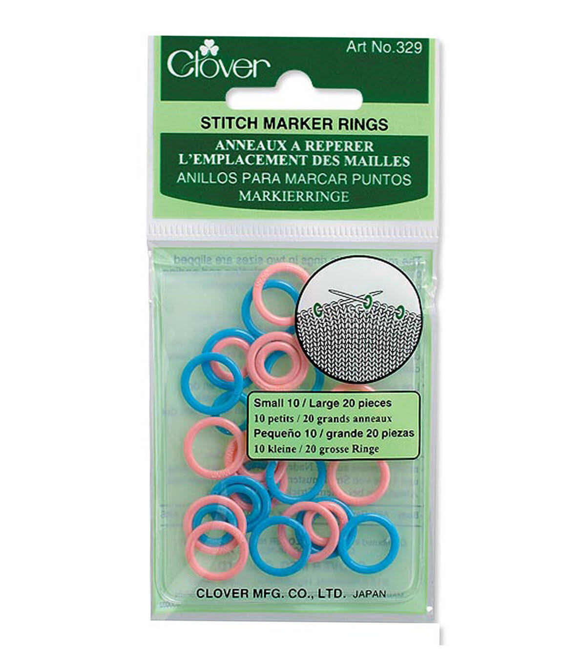 Clover Stitch Marker Rings Small & Large, 30 Pieces