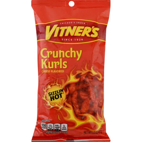 Vitners Crunchy Kurls, Cheese Flavored, Sizzlin' Hot - 3.5 oz