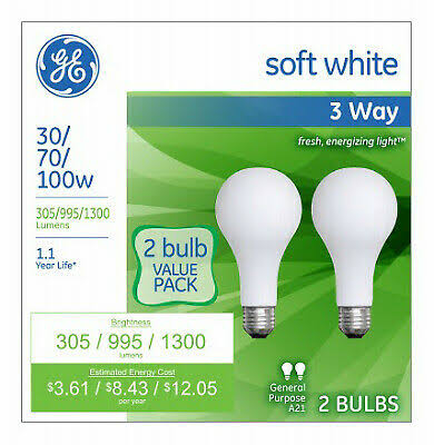 GE A21 3-Way Incandescent Light Bulb - Soft White, 30/70/100w