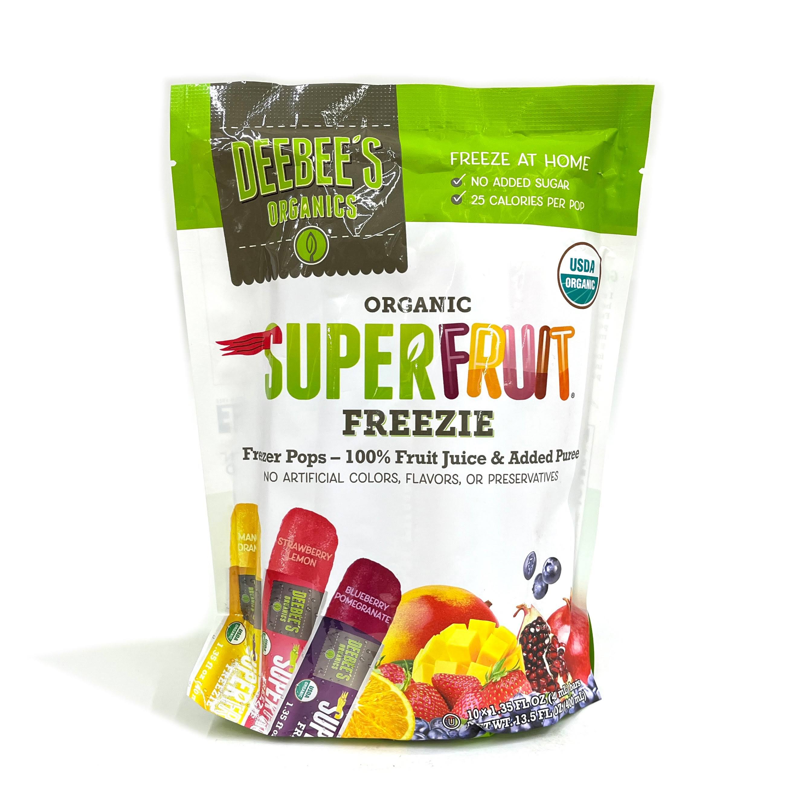 Deebee's Organic Superfruit Freezie Assorted Flavors 10 Bars 1.35 fl oz (40 ml) Each