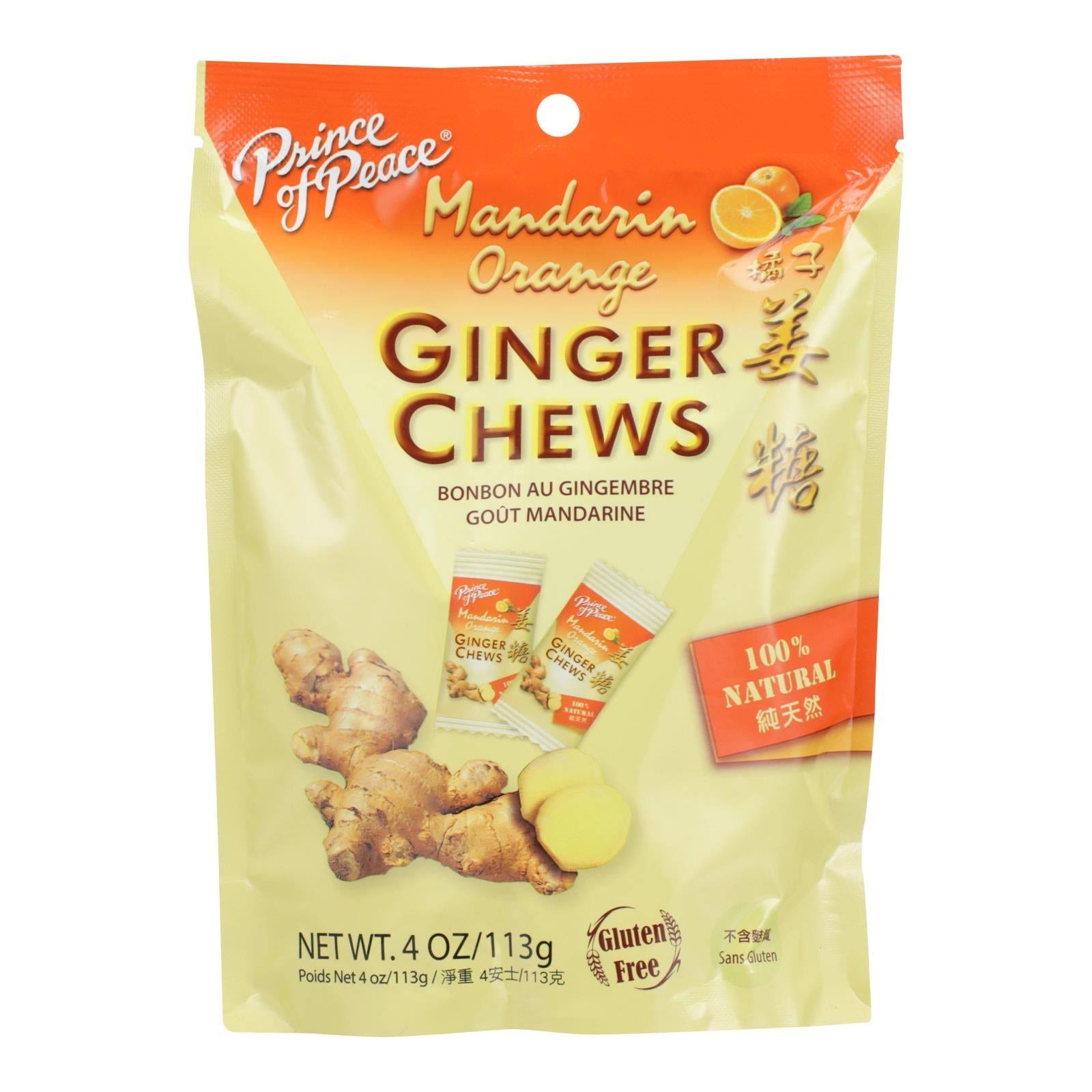 Prince Of Peace Ginger Chews, 100% Natural, Mandarin Orange - 4 oz