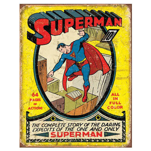 Superman No.1 Cover Metal Tin Sign - 13in X 16in