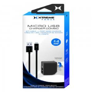 Xtreme Wireless - 2.4 Amp Dual USB Port Home Charger with 6ft Micro USB Cable | Color: Black