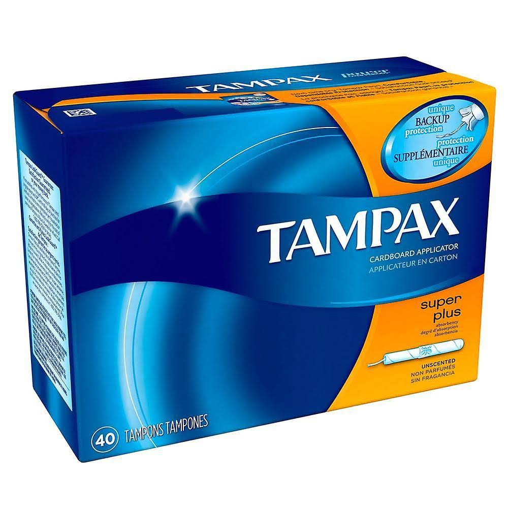 Tampax Tampons With Anti-Slip Grip Cardboard Applicator - Super Plus, 40 Tampons