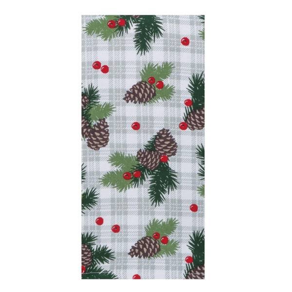 Kay Dee Designs White & Green Woodsy Christmas Pinecones Tea Towel 16 x 26