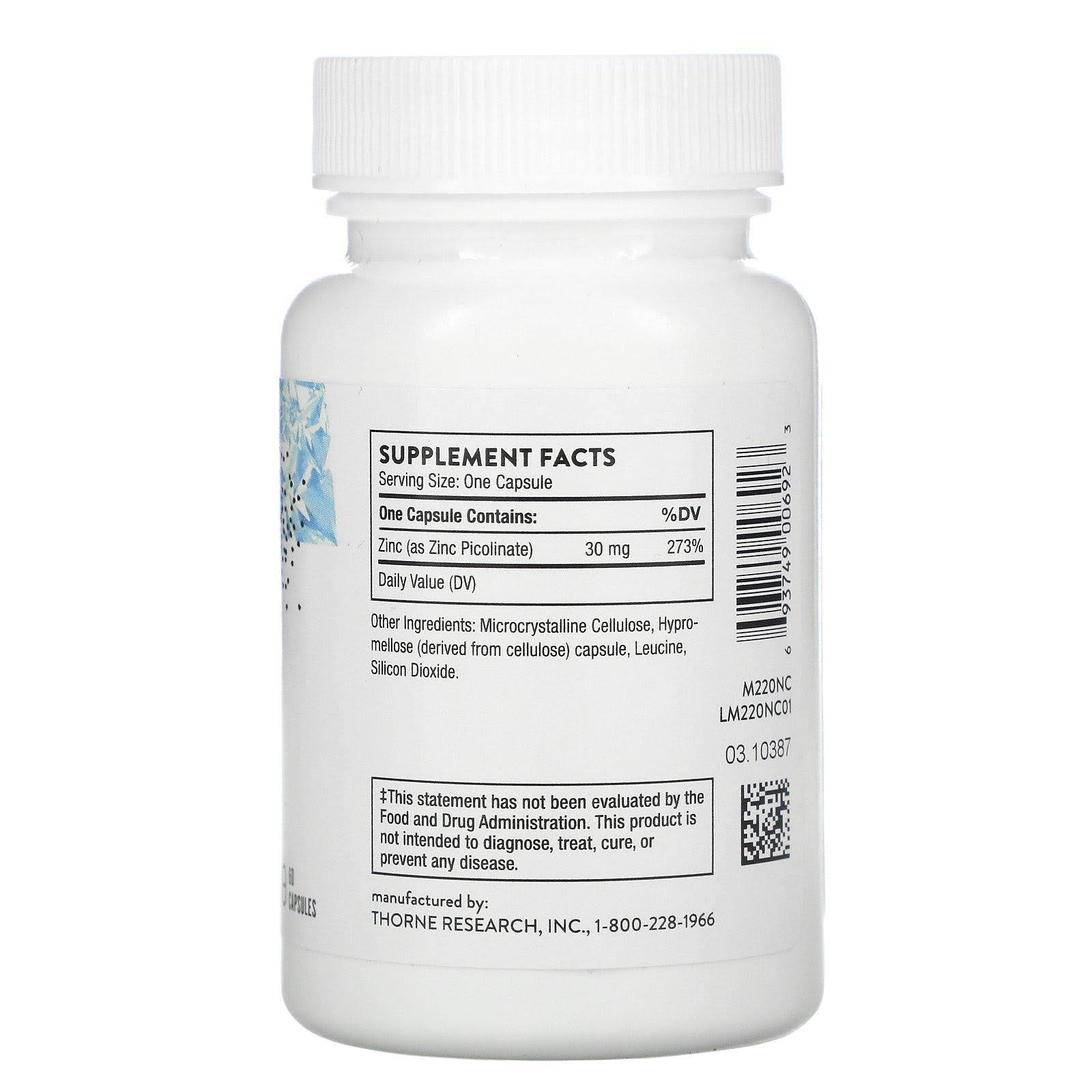 Thorne Research Zinc Picolinate 30 mg 60 Capsules
