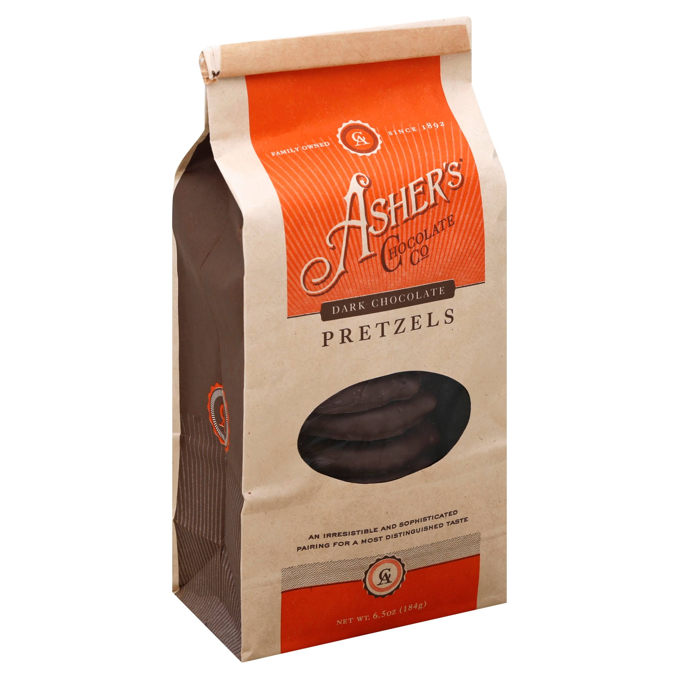 Asher's Dark Chocolate Covered Pretzels - 6.5oz
