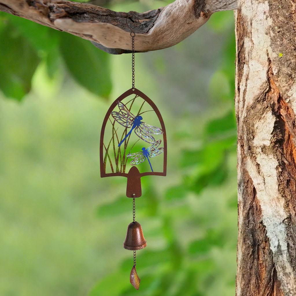 Panam Laser Cut Hanging Bell With Dragonflies