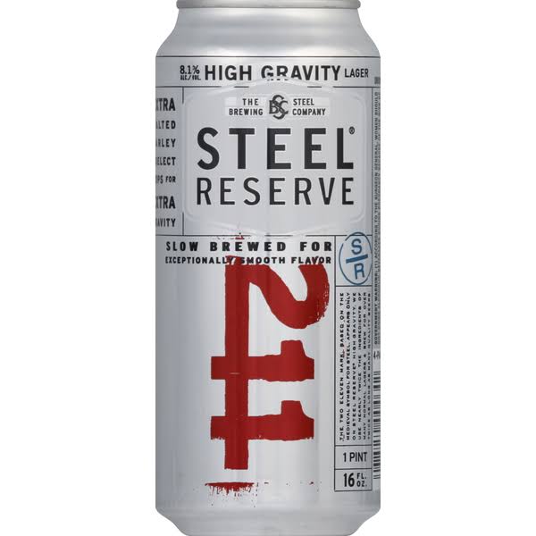 Steel Reserve 211 Beer, Lager, High Gravity - 4 pack, 16 fl oz cans