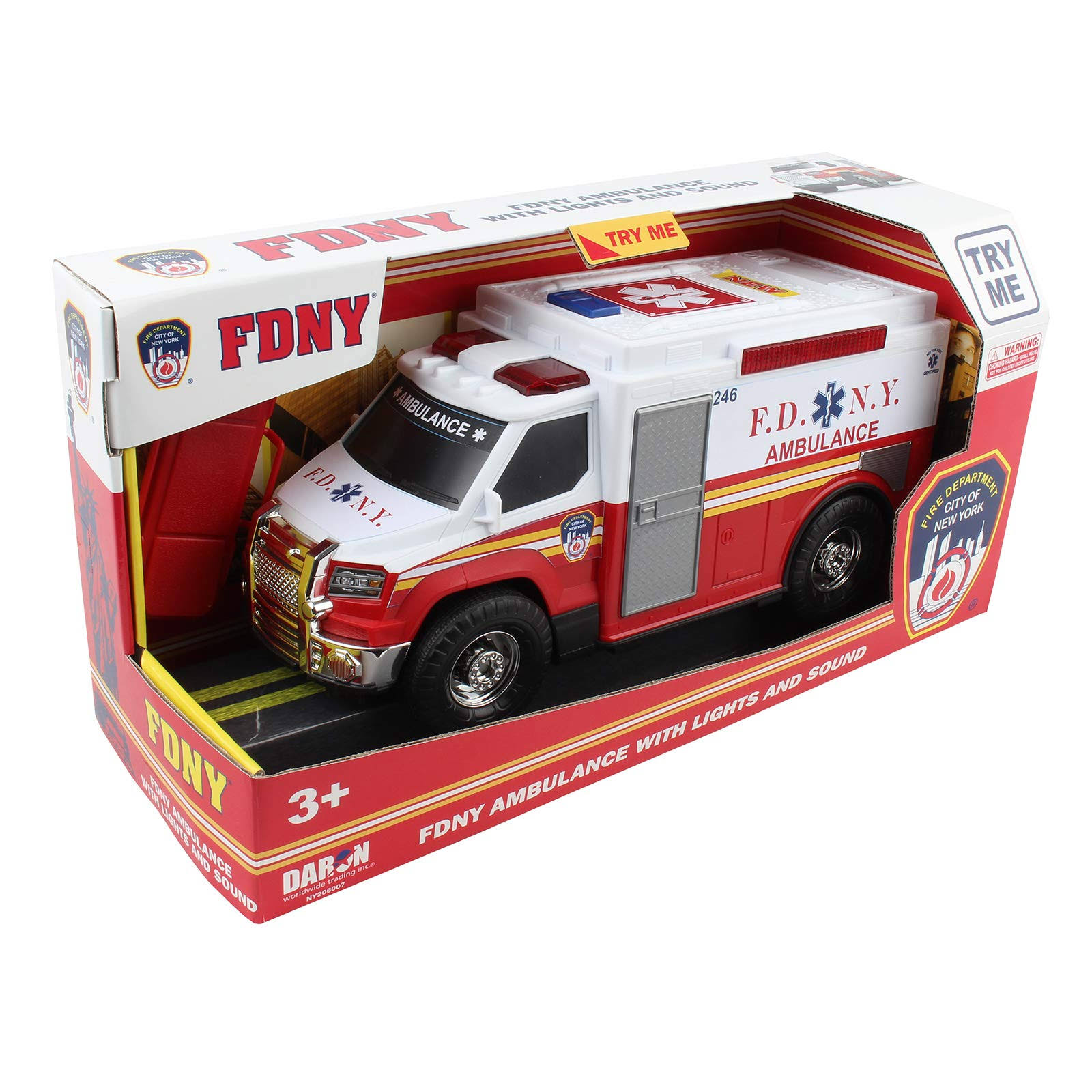 Daron Worldwide Trading NY206007 4.5 x 12 in. FDNY Ambulance with Lights & Sound