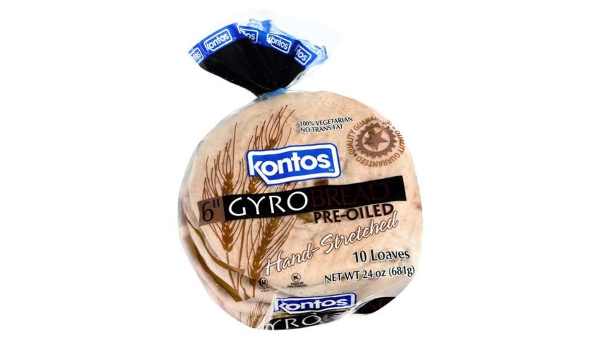 KONTOS: Pre-Oiled Gyro Bread 6-Inch, 24 oz