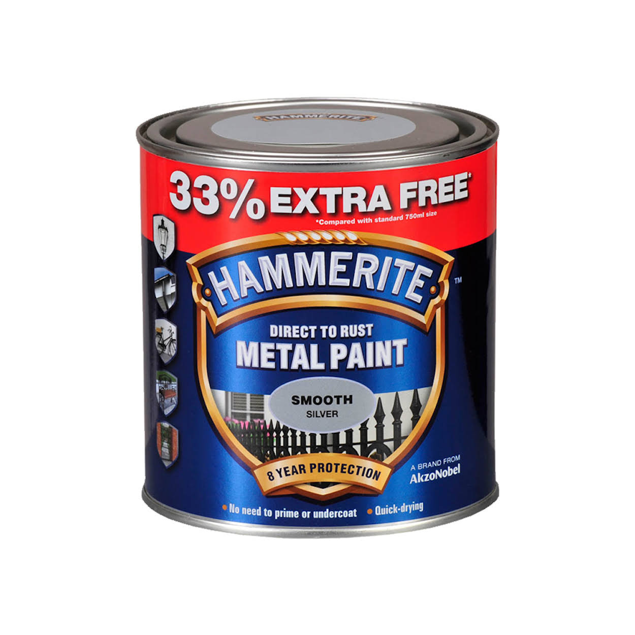 Hammerite Metal Paint - Smooth Silver