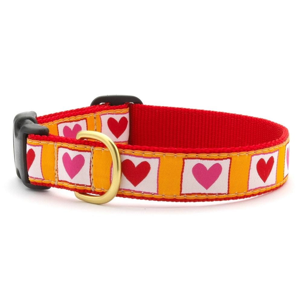 Hot Hearts Dog Collar - Medium, Yellow