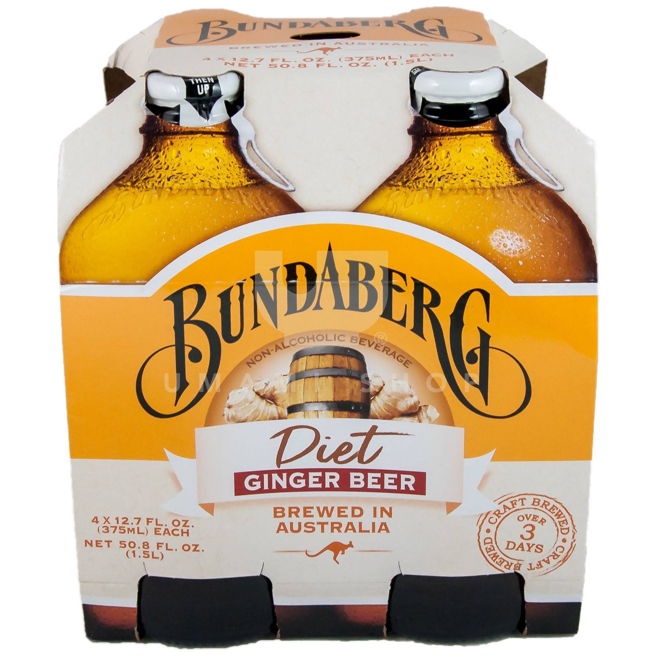 Bundaberg Ginger Beer, Diet - 4 x 12.7 fl oz (375 ml) bottles [50.8 fl oz (1.5 l)]