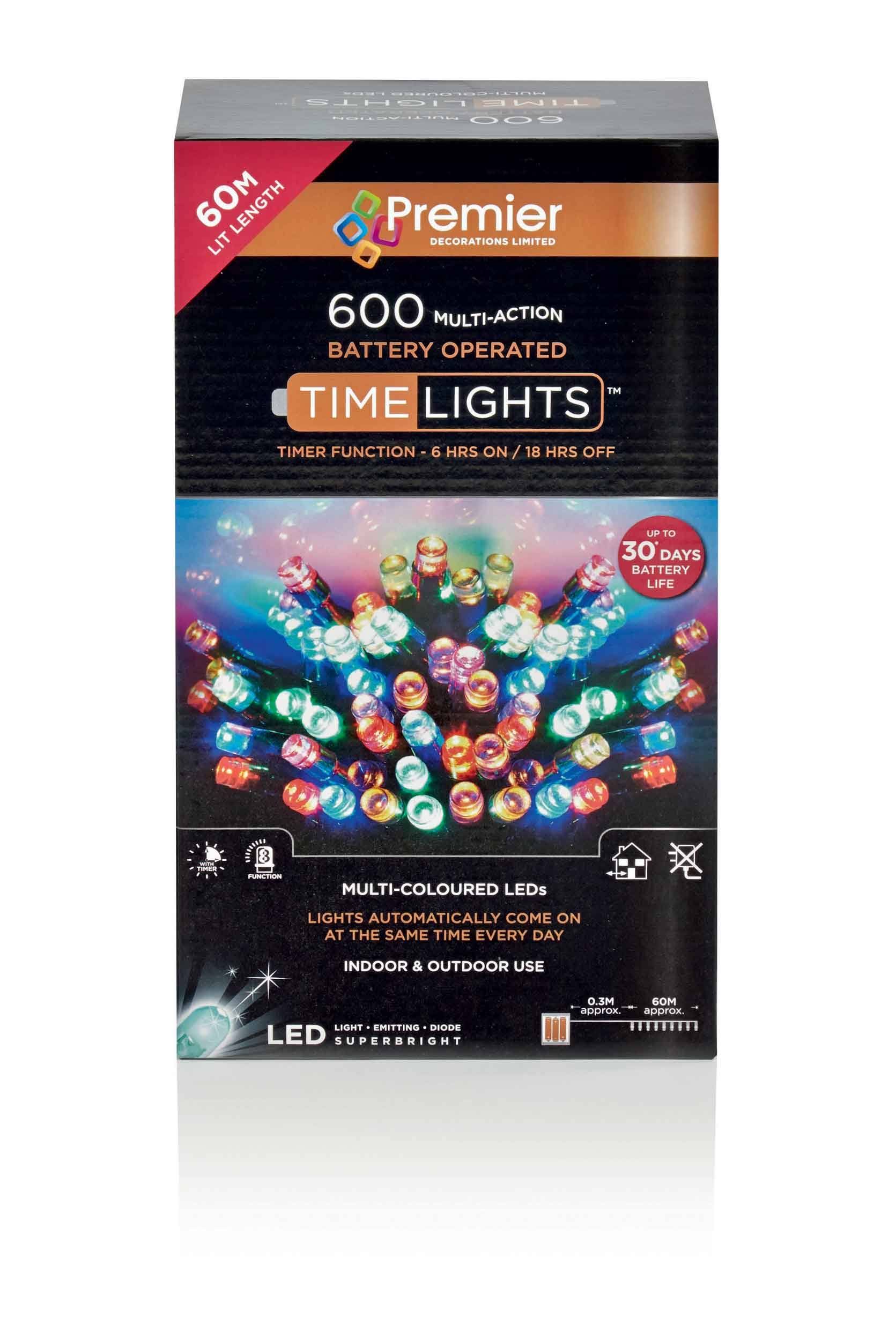 Premier 600 Multi-Action Battery Operated Multi-coloured LED Lights