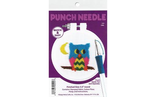 Design Works Punch Needle Kit 9cm Round Owl