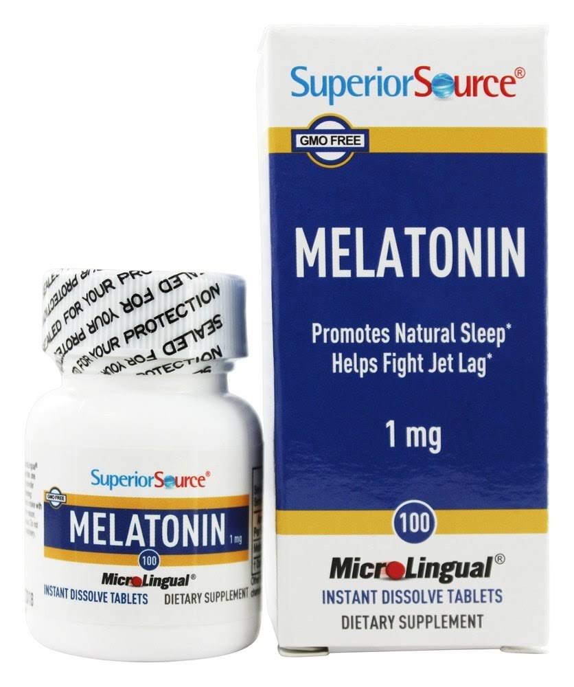 Superior Source Melatonin Instant Dissolve 1mg Dietary Supplement - 100 Tablets