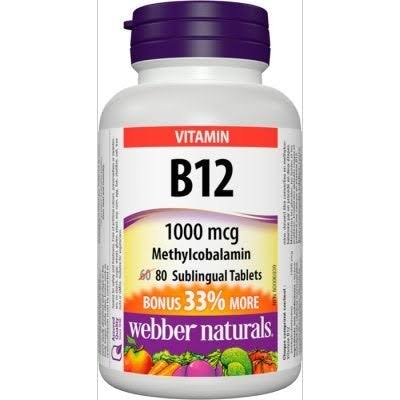 Webber Naturals Triple Strength Vitamin Supplement - 1000mcg, 80 Tablets