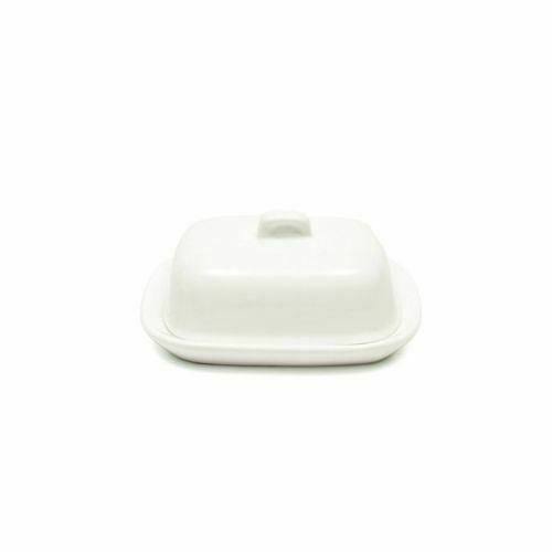 CKS Mini Butter Dish With Lid White Ceramic 10x8x4cm Pack of 4 