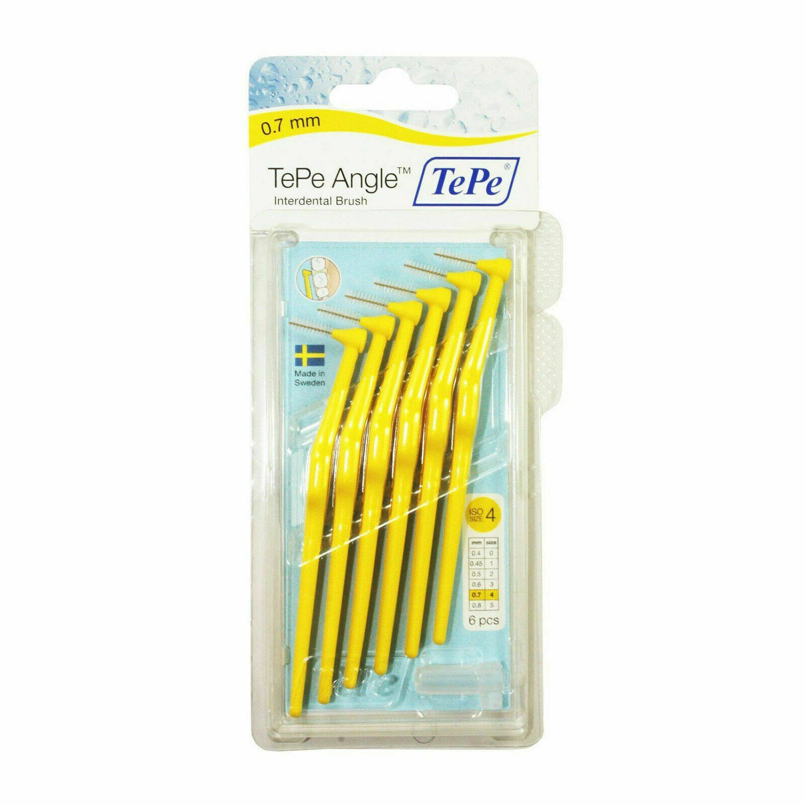 Tepe Angle Interdental Brush - 0.7mm, Yellow, Pack Of 6