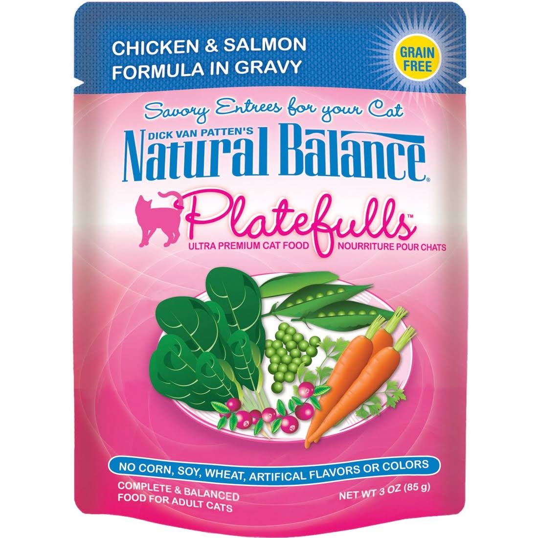 Natural Balance Platefulls Adult Cat Wet Food - Chicken & Salmon in Gravy, 85g