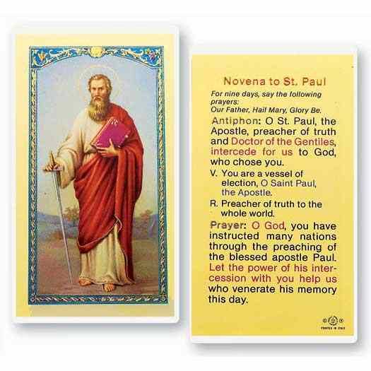 Saint Paul Novena Laminated Holy Card