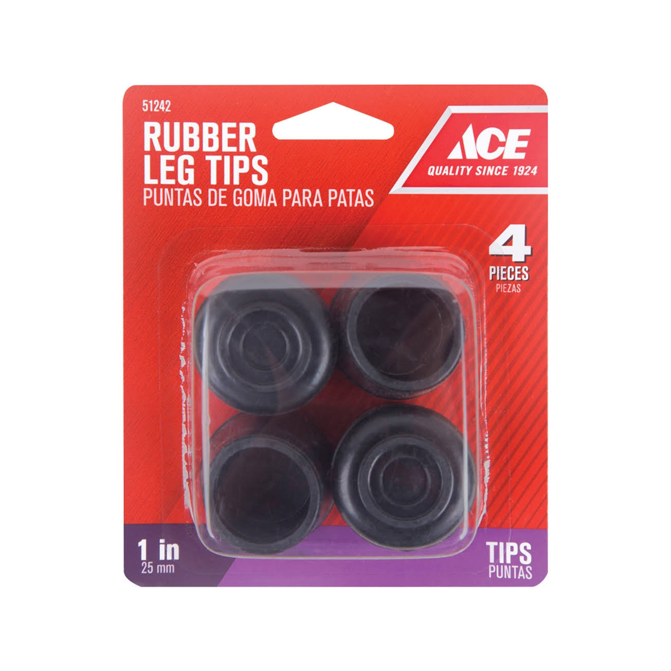 Ace Rubber Leg Tip Black Round 1 inch W 4