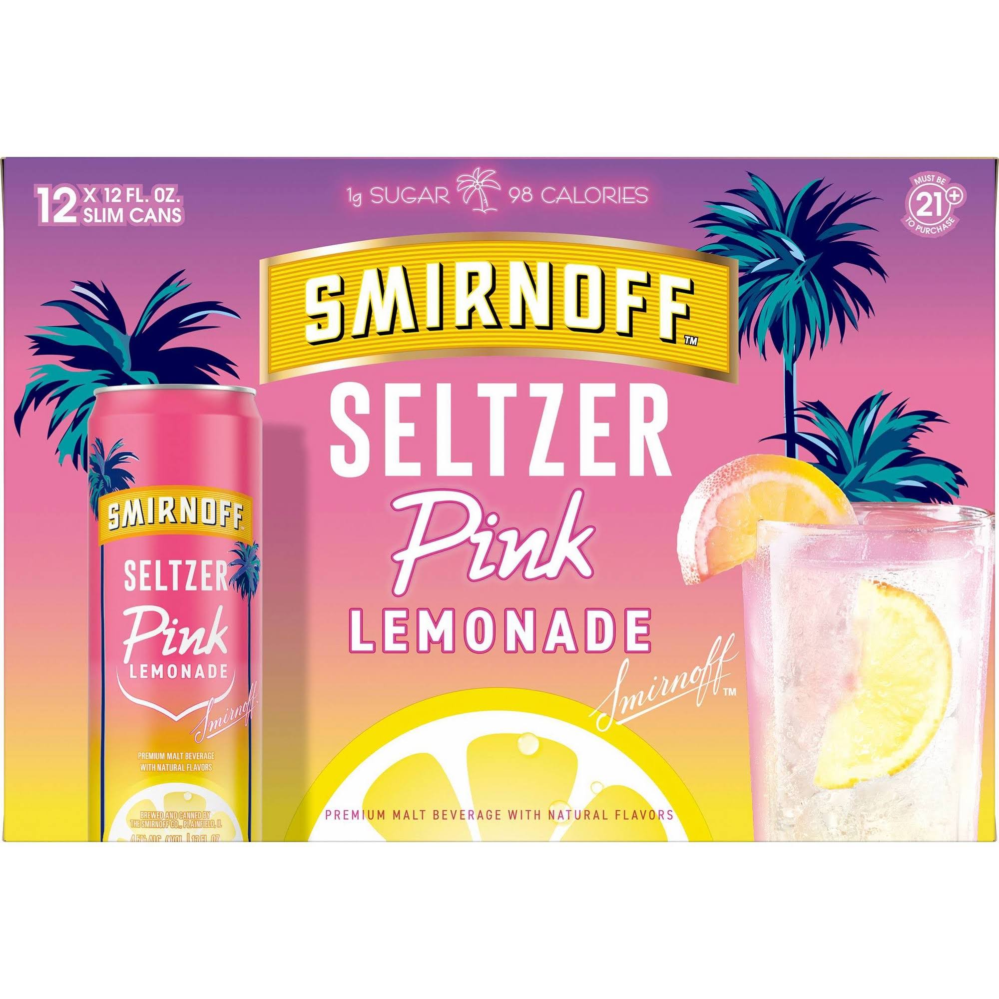 Smirnoff Seltzer, Pink Lemonade - 12 pack, 12 fl oz cans