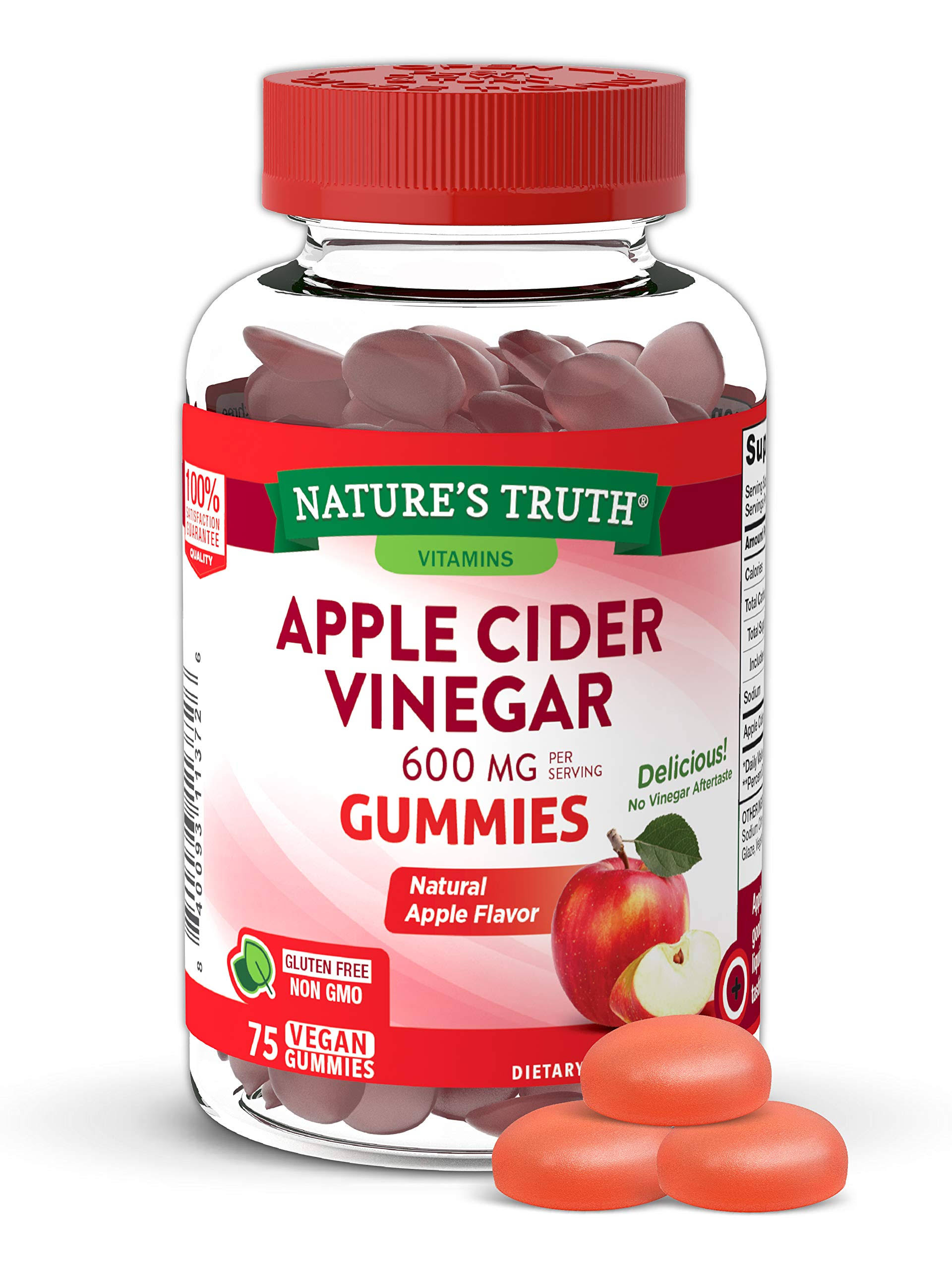 Nature's Truth Apple Cider Vinegar Natural Apple 600 MG 75 Vegan Gummies
