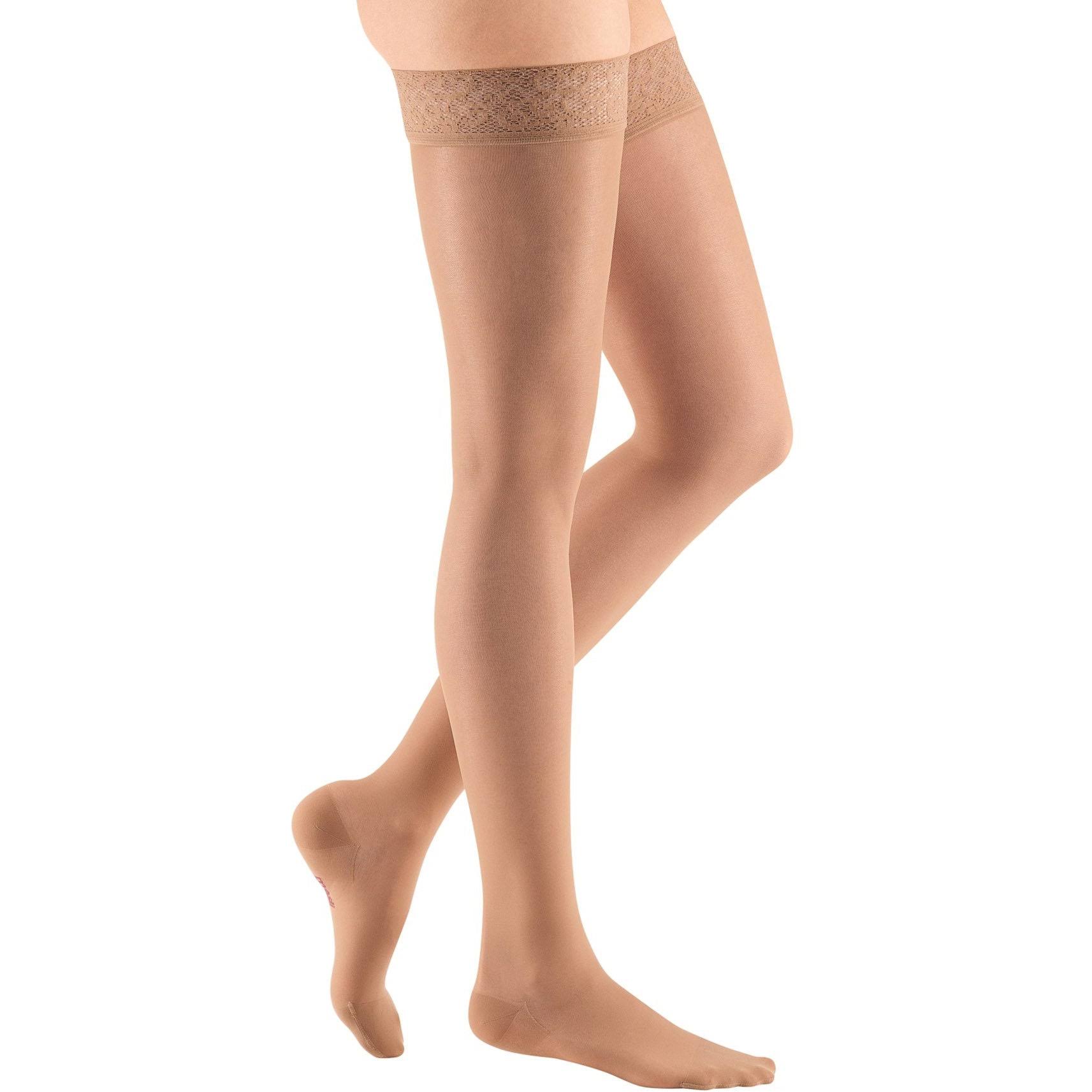 Mediven Sheer & Soft, 15-20 mmHg, Thigh w/Lace Top-Band, Closed Toe