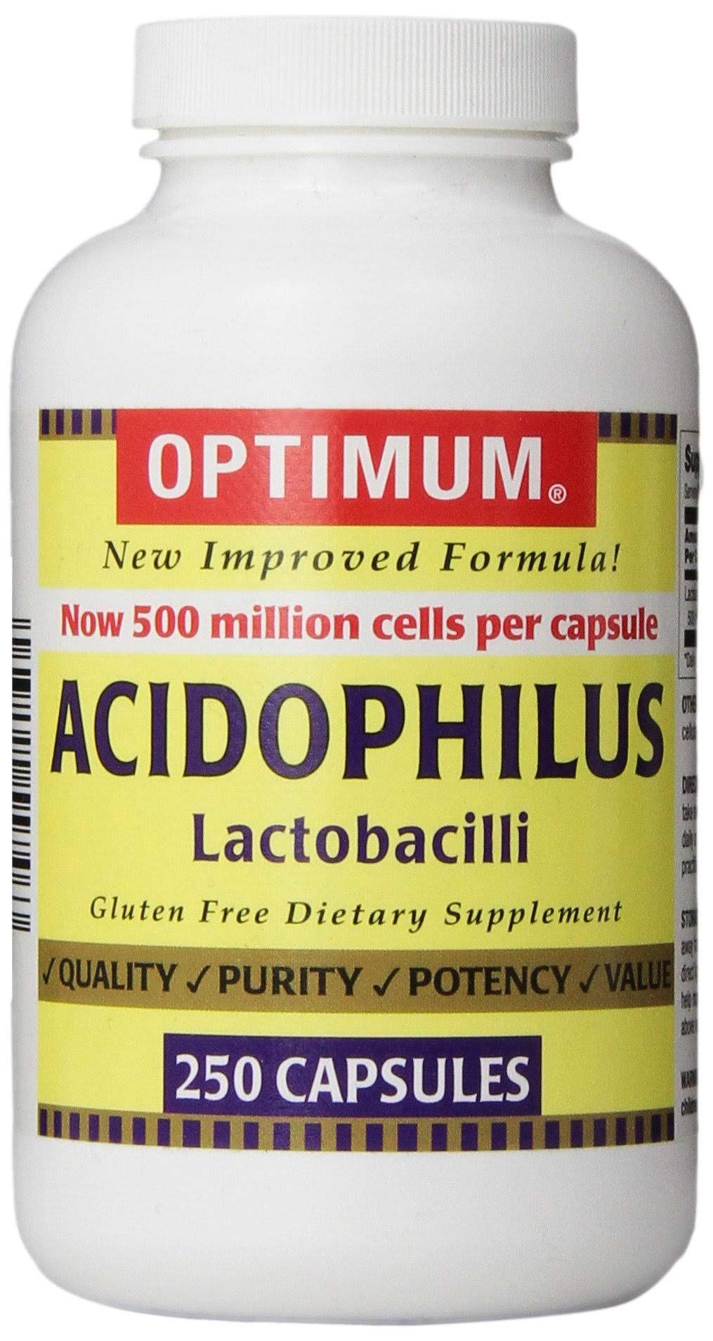 Optimum Acidophilus Lactobacilli Capsules - 250ct