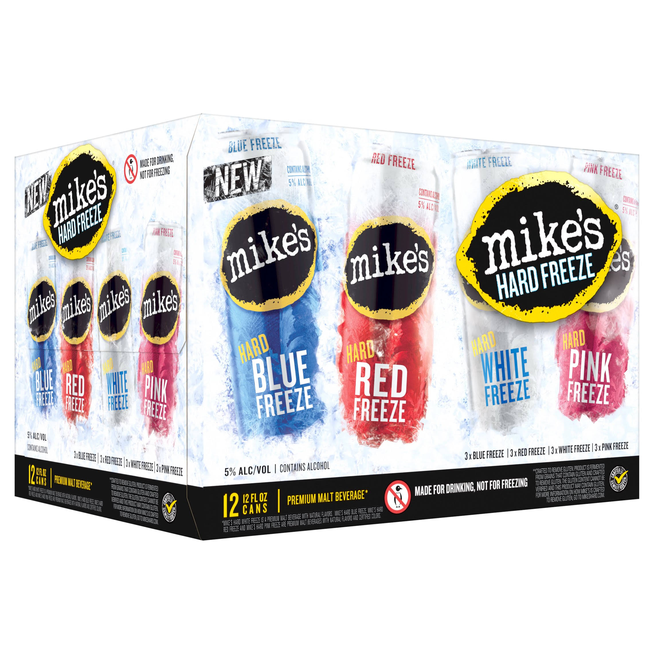 Mike's Hard Freeze Malt Beverage, Premium, Blue/Red/White/Pink - 12 pack, 12 fl oz cans