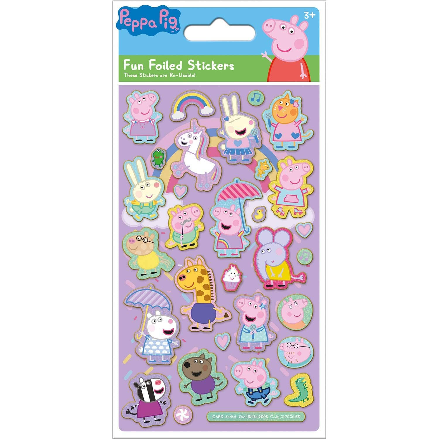 Paper Projects 01.70.06.152 Peppa Pig Blue Sparkly Reusable Sticker Pack 19.5cm x 9.5cm