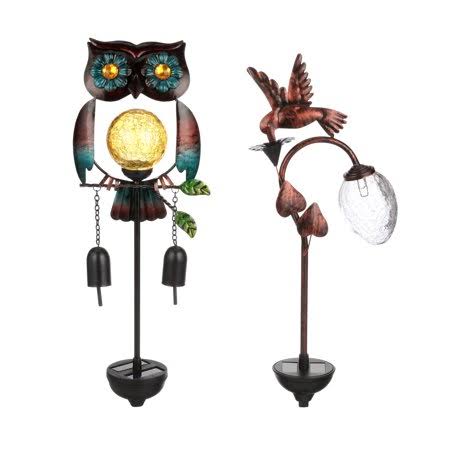 Owl and Hummingbird w/ Crackle Glass, 90081