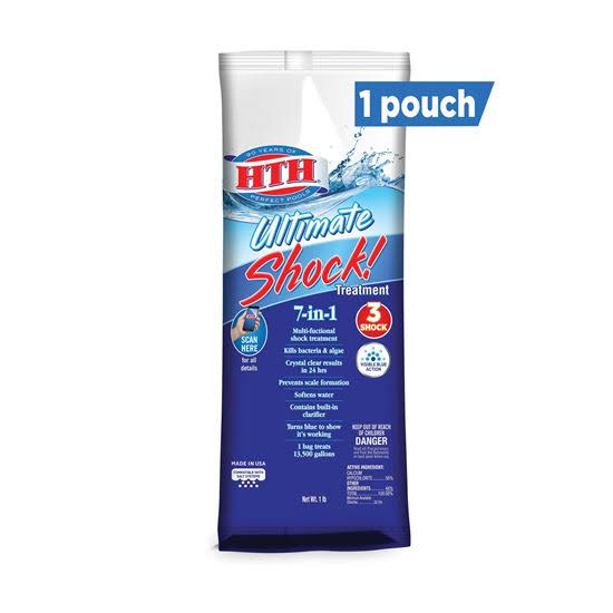 Hth Ultimate Shock 52027 Ultimate Shock Treatment, Powder, Chlorine-Like, 1 LB Pouch 15 Pack