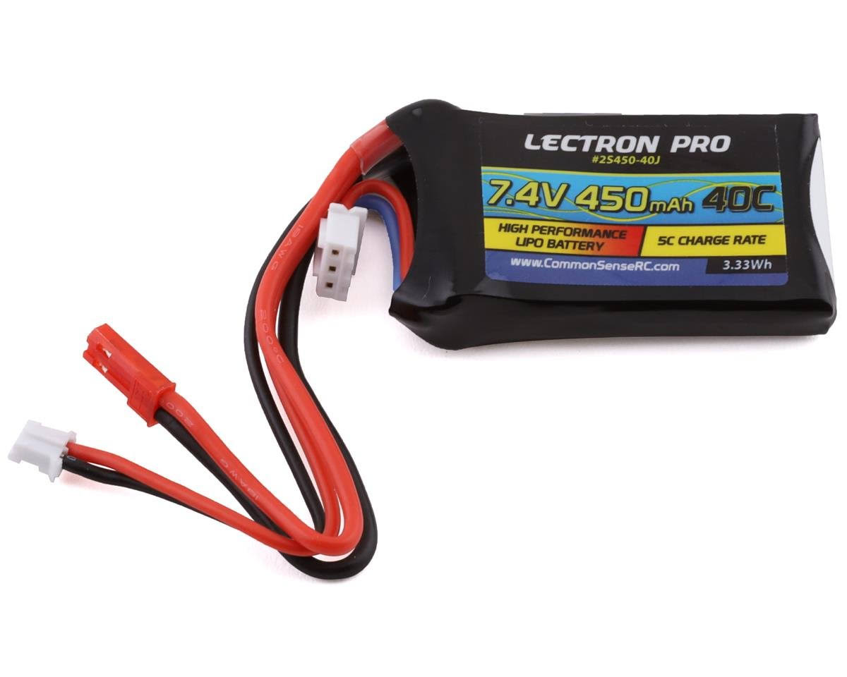 Common Sense RC Lectron Pro 7.4V 450mAh 40C Lipo Battery with JST Connector 2S450-40J