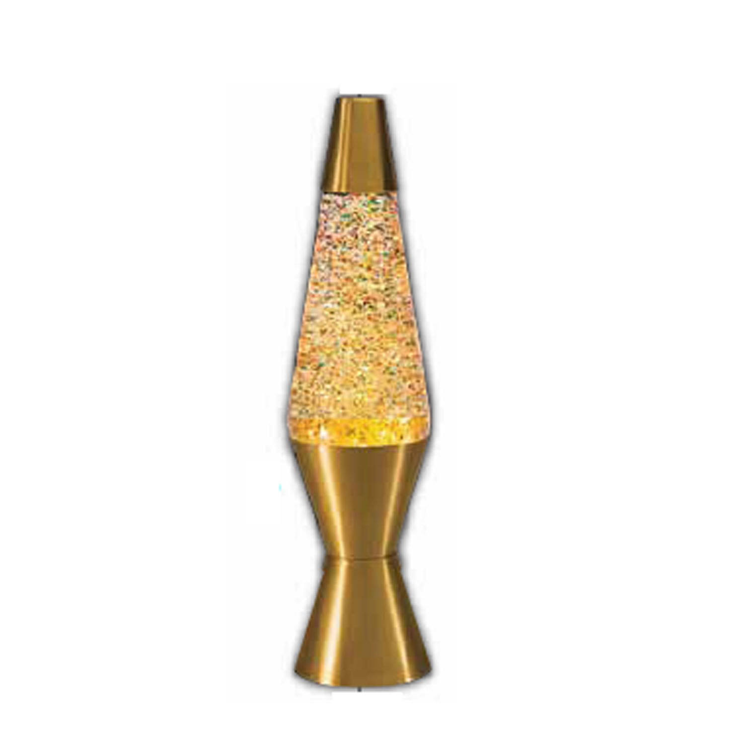 Lava Lite 2131 Rainbow Glitter Lamp - Clear Liquid, Gold Base, 14.5'
