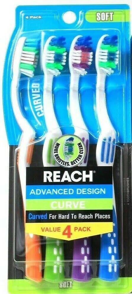 Reach 4-Pack Advanced Design Toothbrushes with Soft Bristles