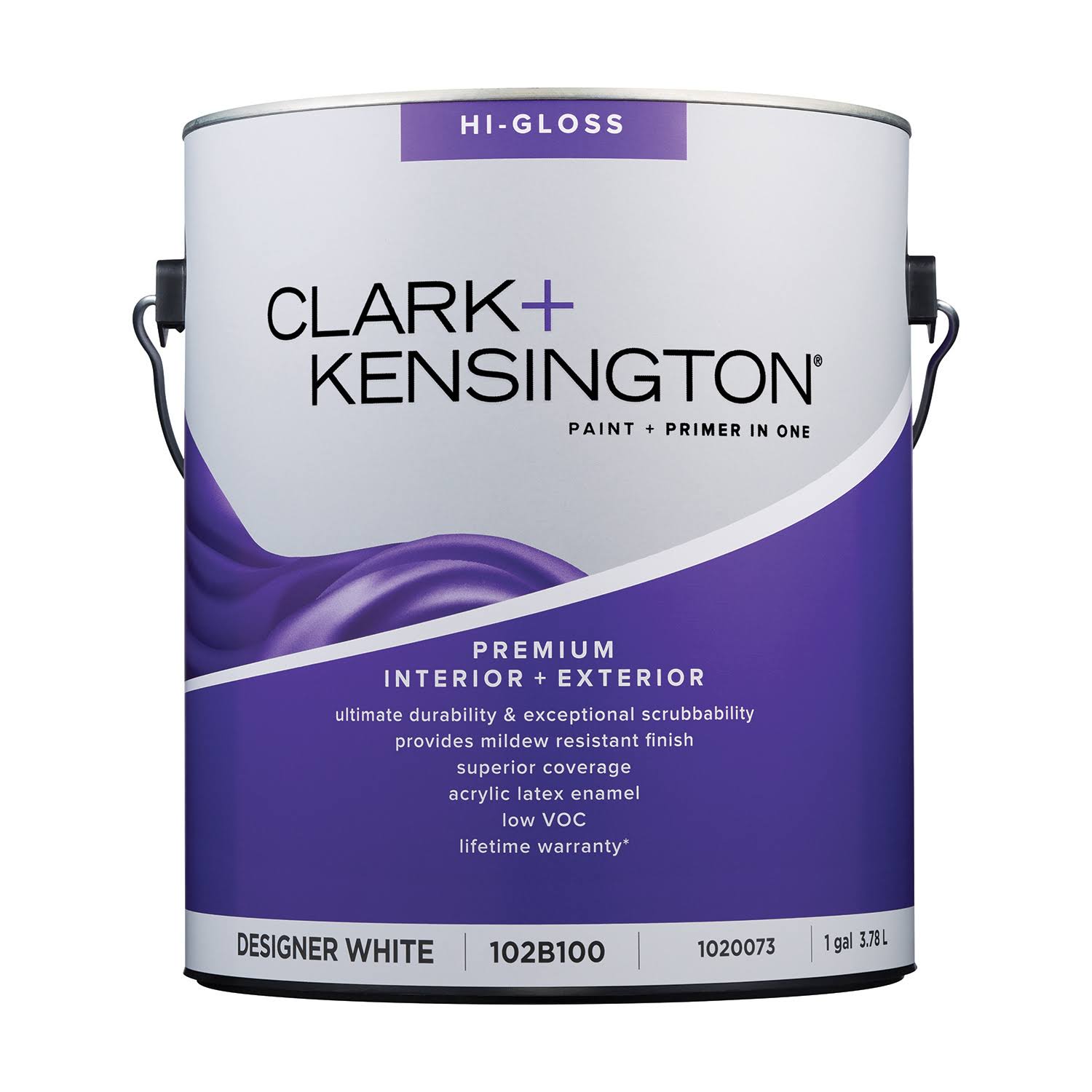 Clark+kensington Hi-Gloss Designer White Premium Paint Exterior and Interior 1 gal.