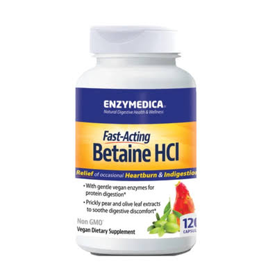 Betaine HCl Fast-Acting 120 Capsules, Enzymedica