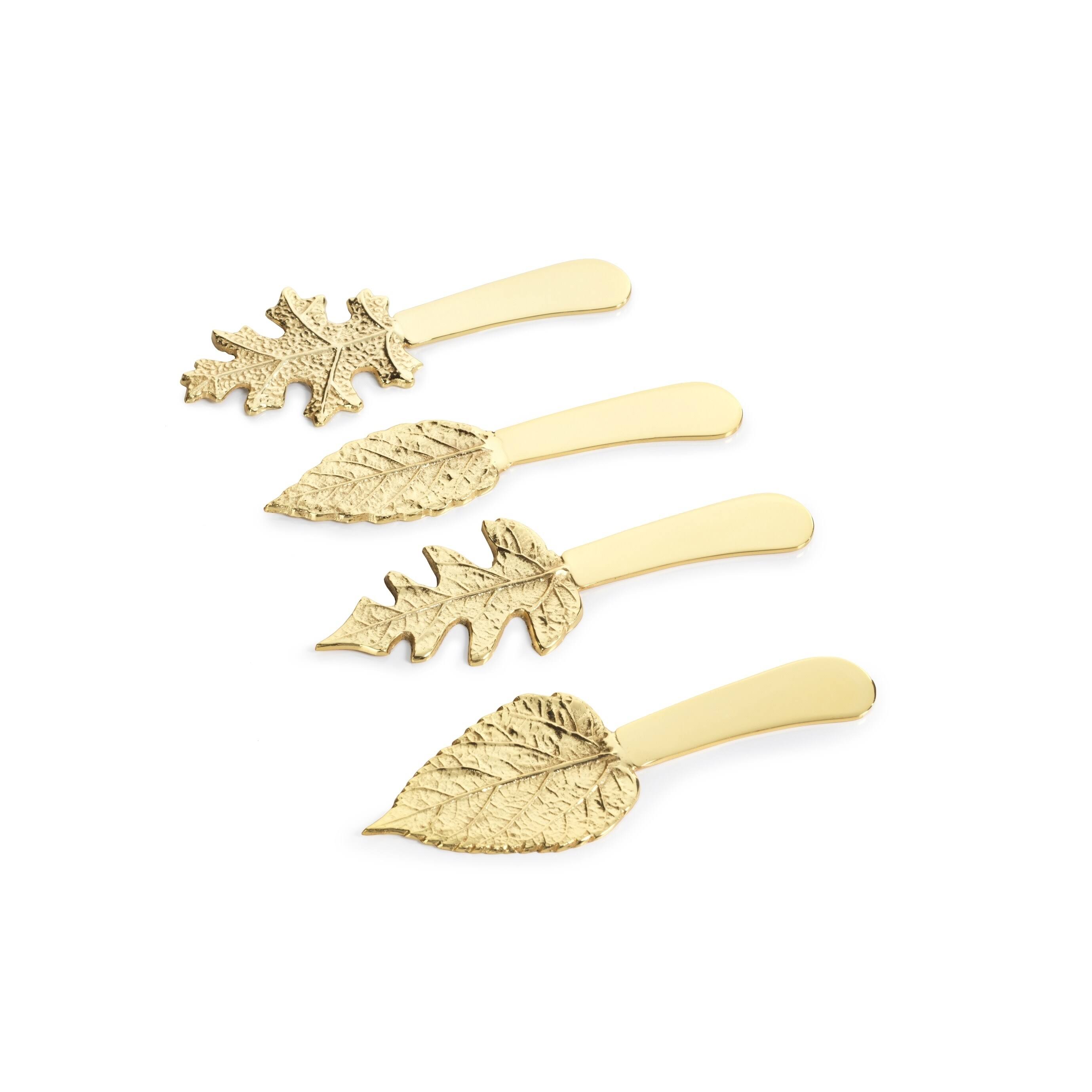 Zodax Stainless Steel Cheese Spreader Set - Gold Leaf, 4pcs