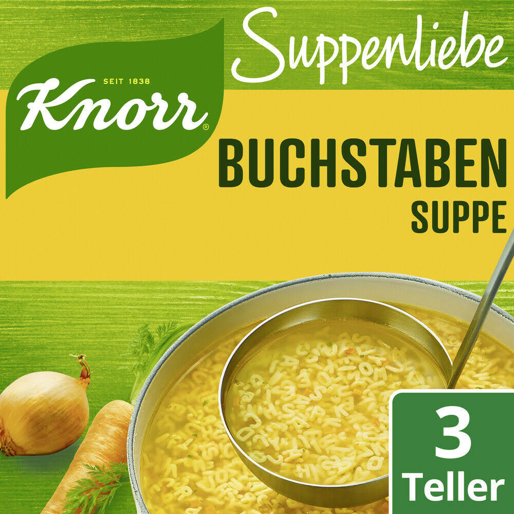 Knorr Alphabet Letter Soup Mix, Double Pack 2x 3 Portion Packs, Vegan, German