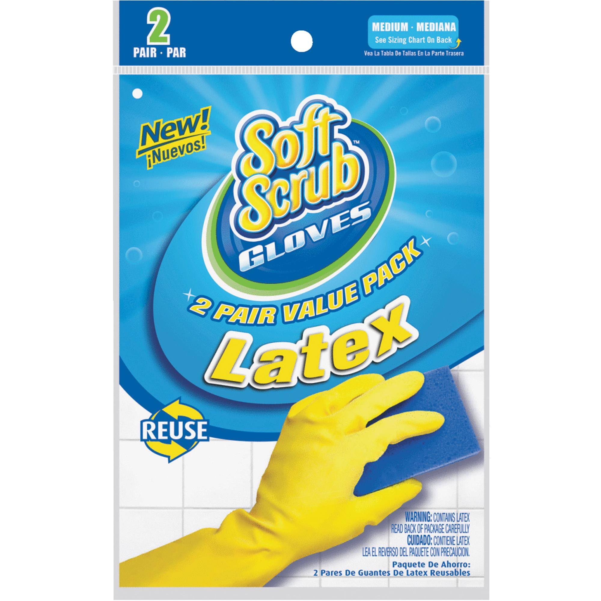 Soft Scrub Premium Latex Gloves - Medium, 2 Pair