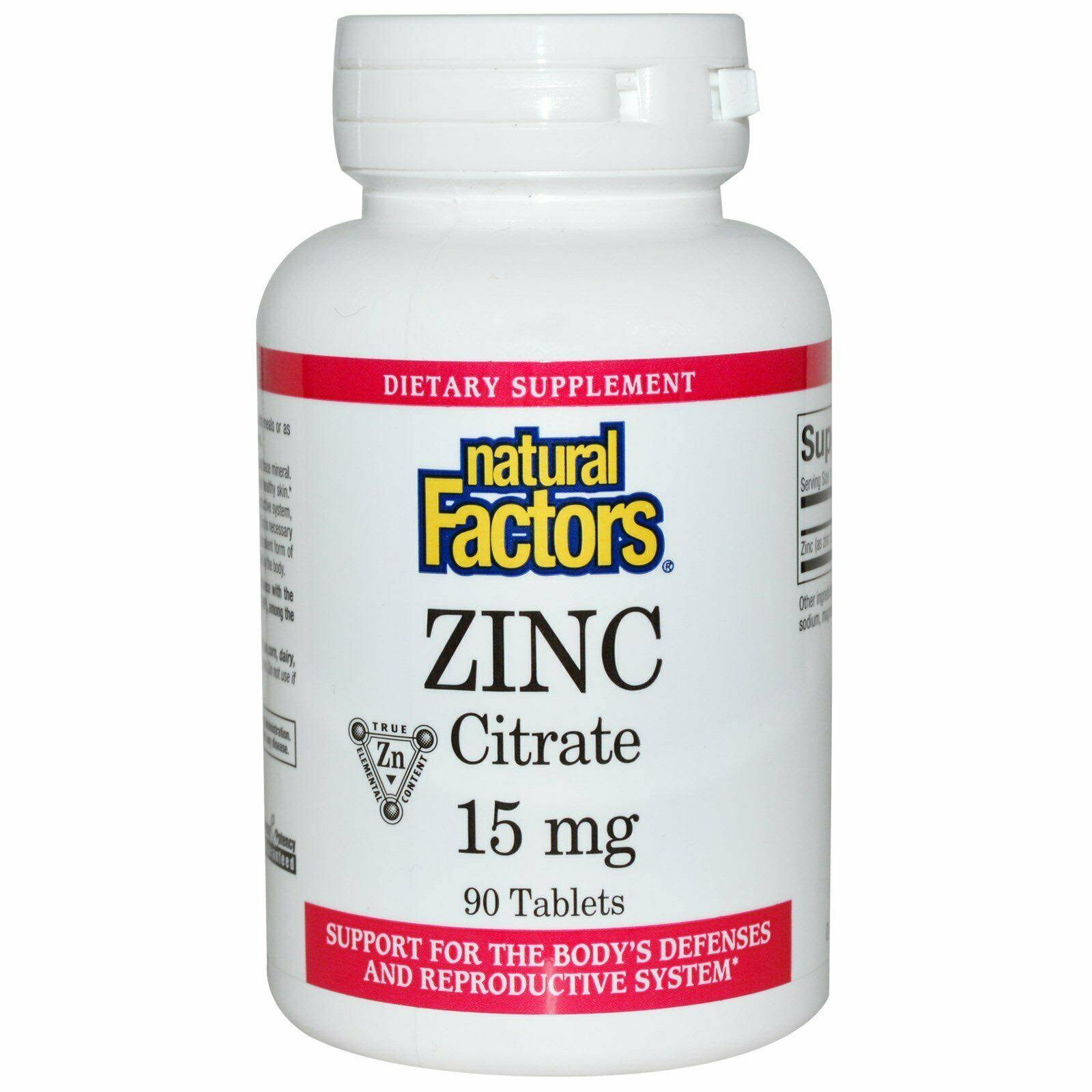 Natural Factors Zinc Citrate Supplement - 90 Tablets